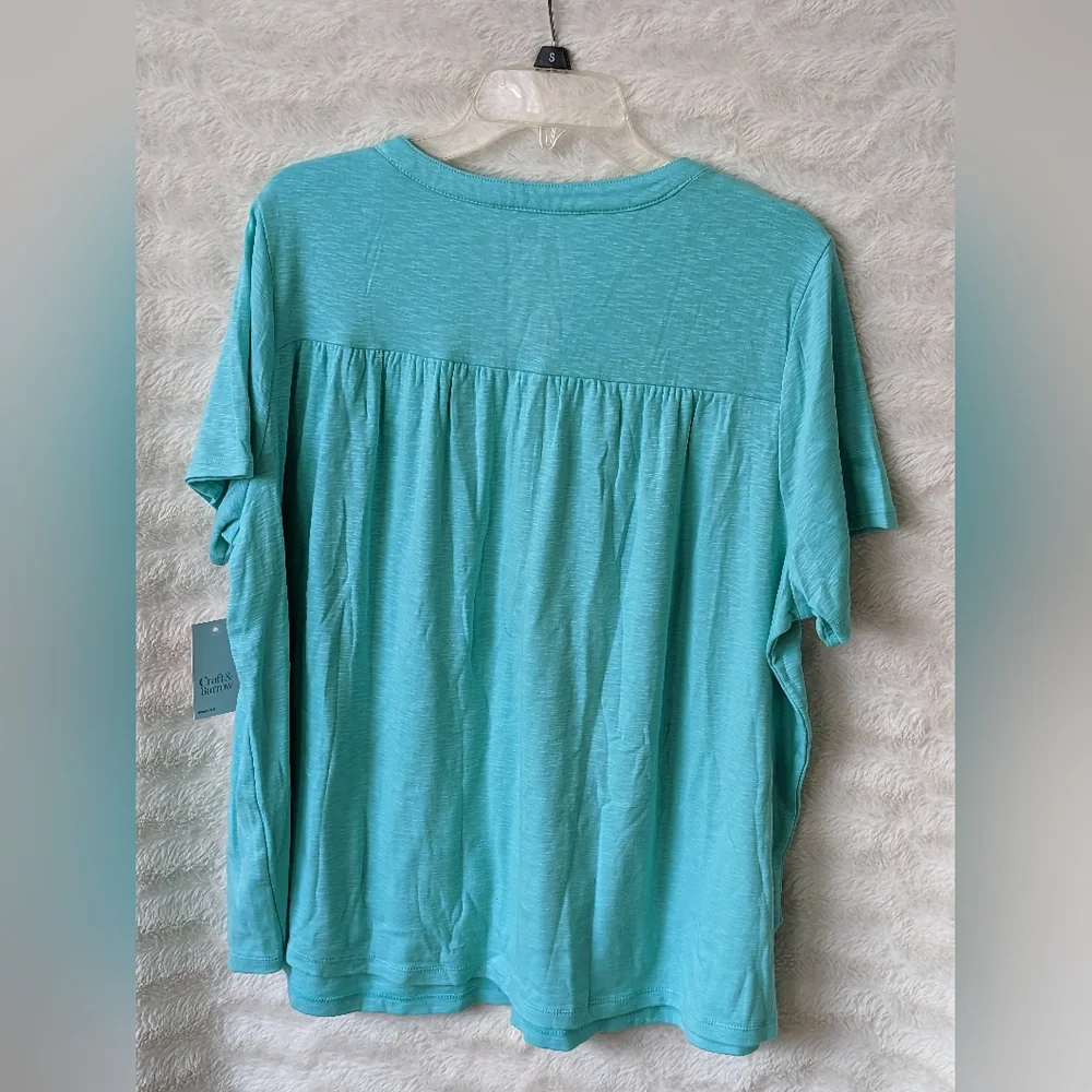 🆕 Croft & Barrow Short Sleeve Smock Top Sz 1X Aqua Halo NEW - Picture 3 of 6